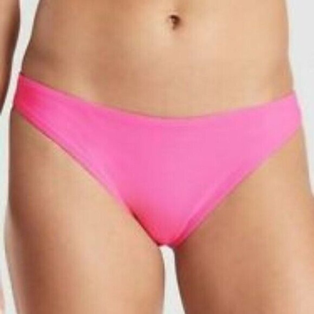 Athleta Pink Bikini Bottom Womens Large Neon Prism Cloudbreak Ribbed UPF 50 New